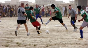 Soldiers Play Soccer in Kirkuk