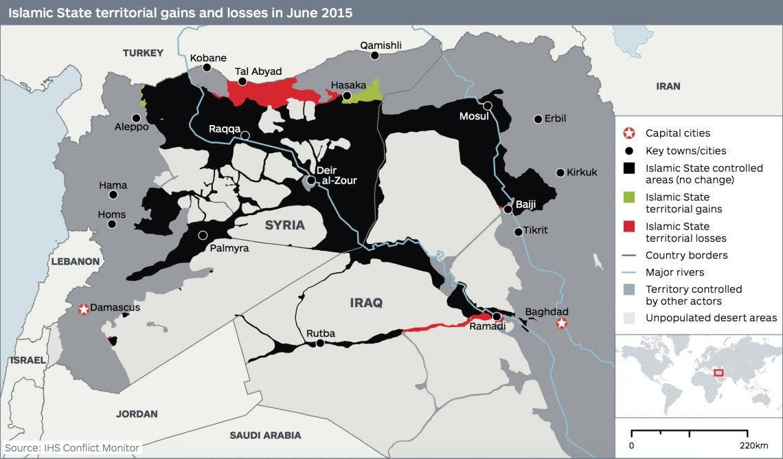 Map of ISIS Losses and Kurdish Gains in Syria