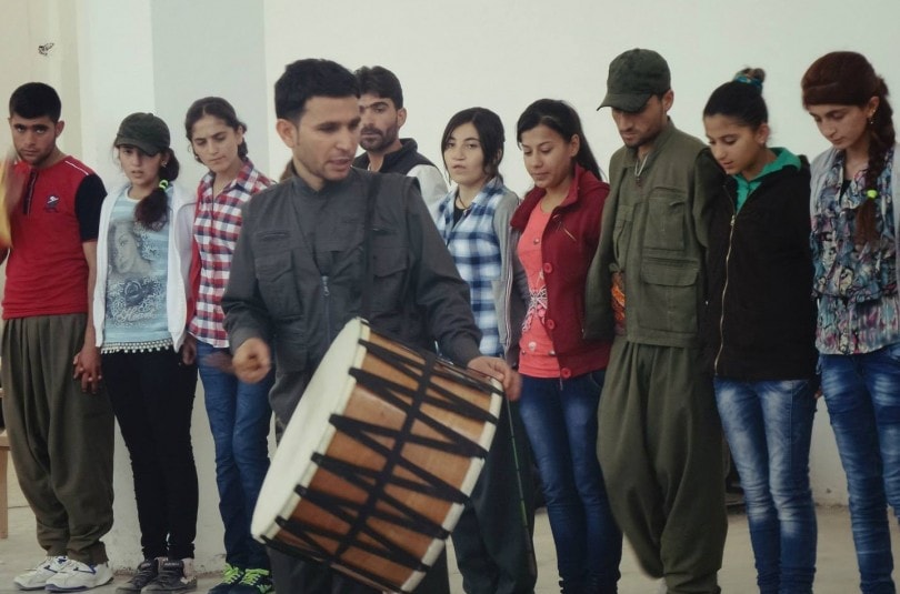 Kurdish dance at a workshop in rojava