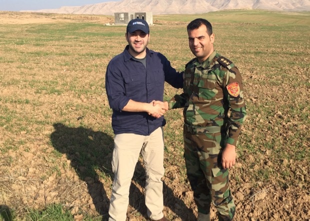  Middle East Manager, Zack Bazzi, with Captain Dilgash near Dohuk, Iraqi Kurdistan (Photo Credit: SoA)