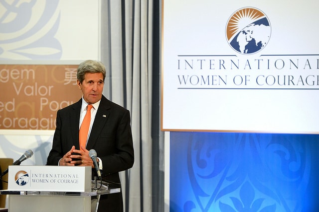 US Secretary of State John Kerry speaks at 2016 International Women of Courage Award ceremony.
