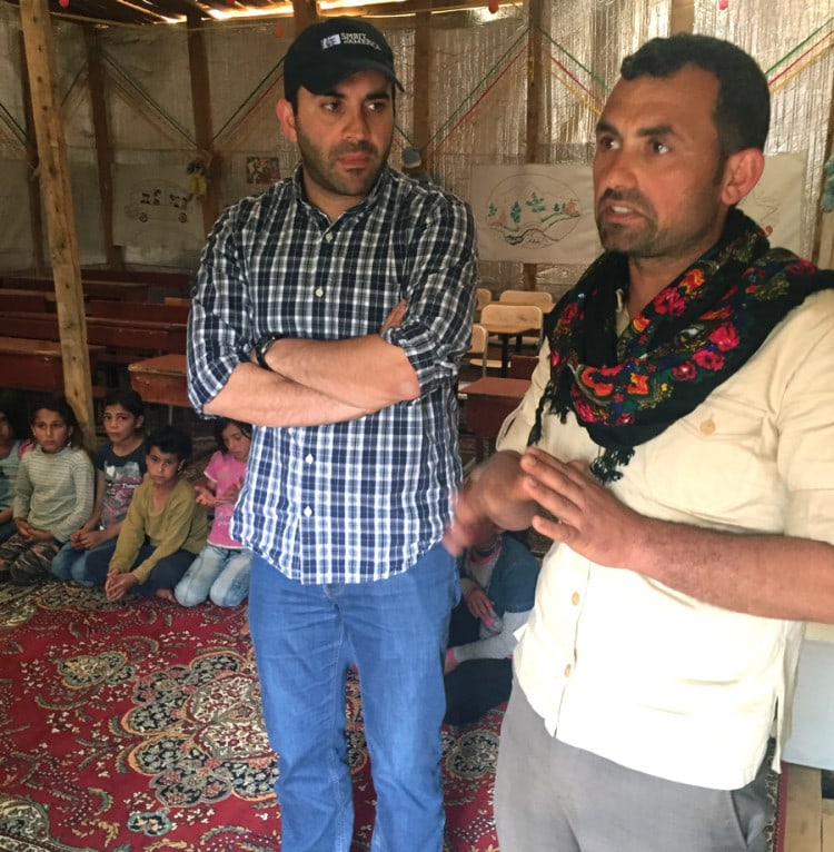 Teaching at refugee camp in Syria